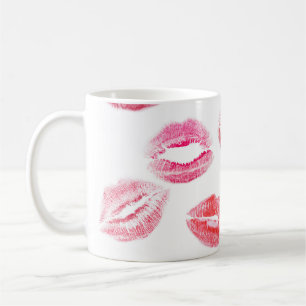 Caneca De Café Impressões de pau: lábios de mulheres diversas.