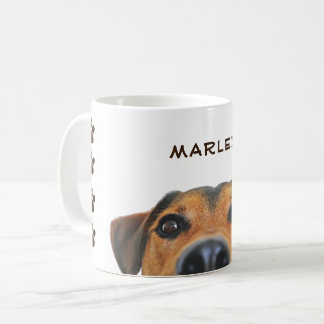 Caneca De Café Impressões digitais e rosto de cão (Frente Esquerda)