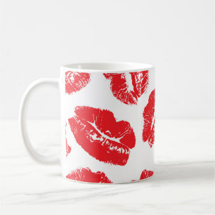 Caneca De Café Imprint Kiss Red Lábios: Vintage sem costura