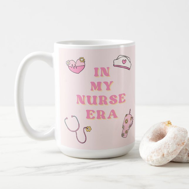 Caneca De Café In My Nurse Era Pink Coffee Mug (Com Donut)