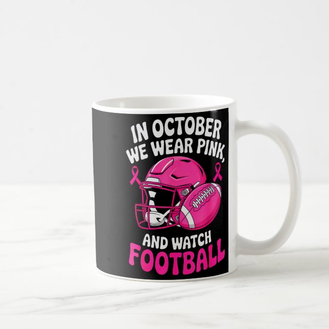 Caneca De Café In October We Wear Nk Breast Football Cancer Aware (Direita)