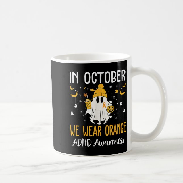 Caneca De Café In October We Wear Orange Adhd Awareness Month Hal (Direita)