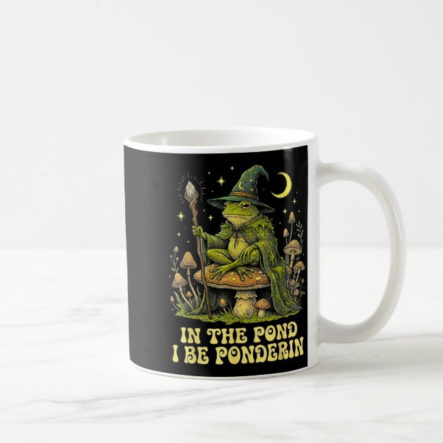 Caneca De Café In The Nd I Be Nderin Funny Wise Frog Wizard Meme  (Direita)