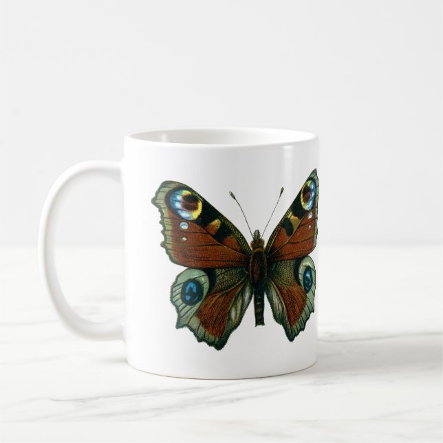 Caneca De Café Inachis io - A Borboleta de Pavão Europeia (Esquerda)