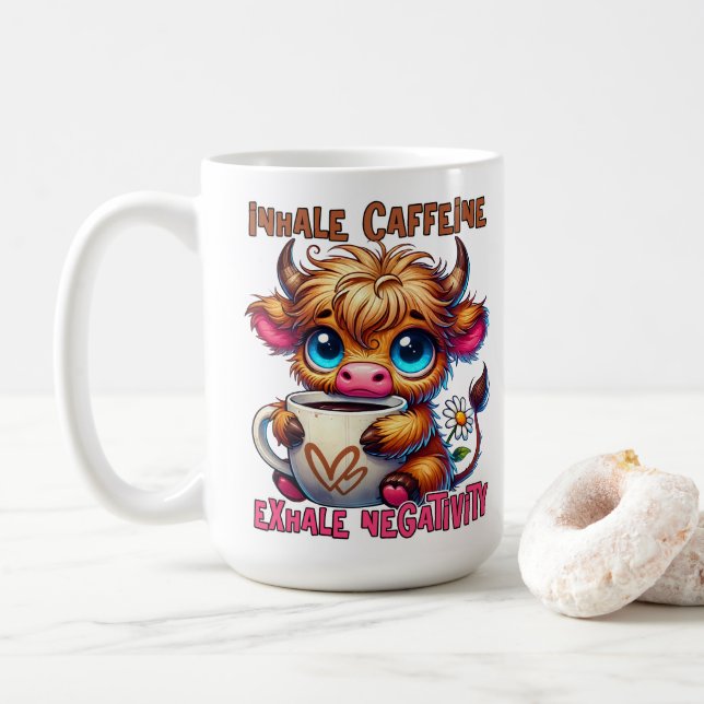 Caneca De Café Inalar Cafeína Exalar Negatividade (Com Donut)