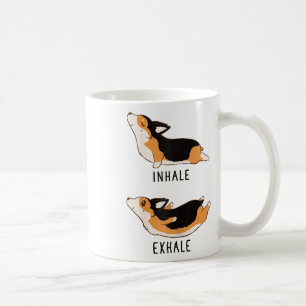 Caneca De Café Inalar Exalar Yoga Corgi Tri Color