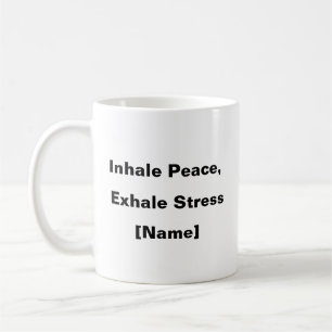 Caneca De Café Inalar Paz, Exalar Estresse - Mug Personalizado De