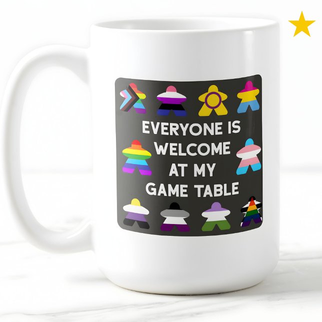 Caneca De Café Inclusive Board Game LGBTQ Pride Flag Meeples  (Criador carregado)