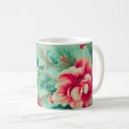 Caneca De Café Incríveis Flores, Folhas. Pintura