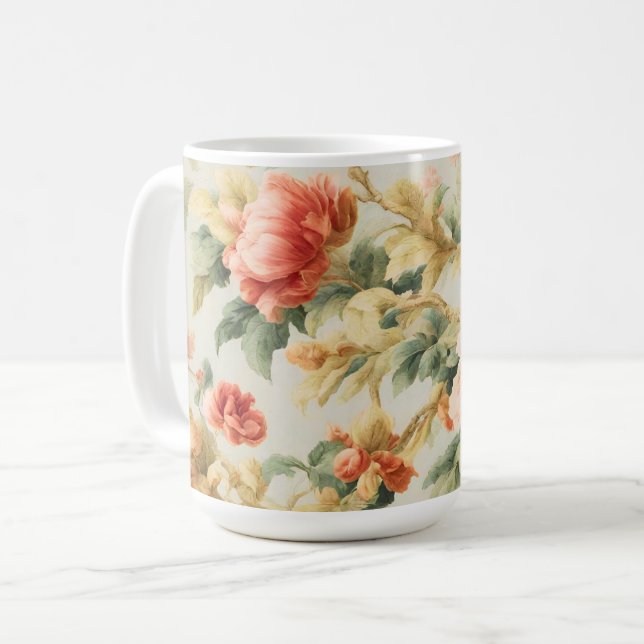 Caneca De Café Incríveis Flores, Folhas. Pintura (Frente Esquerda)