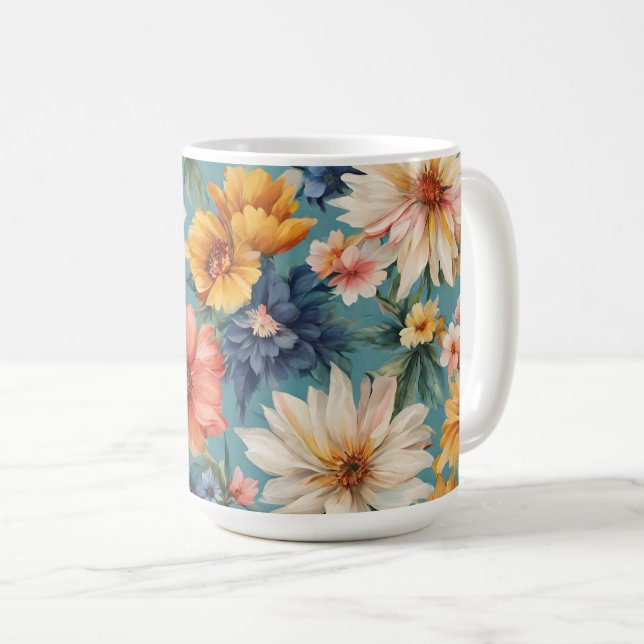Caneca De Café Incrível e elegante Flores de Verão (Frente Esquerda)