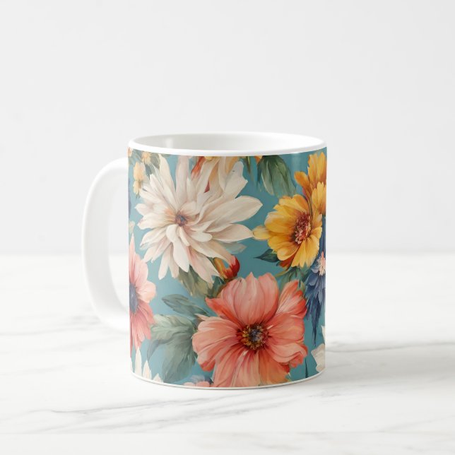 Caneca De Café Incrível e elegante Flores de Verão (Frente Esquerda)