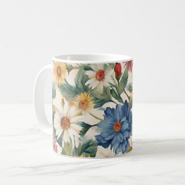 Caneca De Café Incrível Flores de Jardim de Verão (Frente Esquerda)