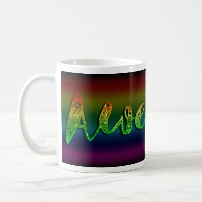 Caneca De Café Incrível Glitter Rainbow Statement Bonito Divertid (Esquerda)