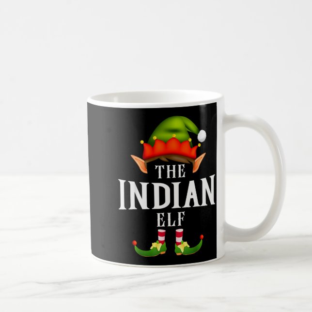 Caneca De Café Indian Elf Group Funny Christmas Pajama Party  (Direita)
