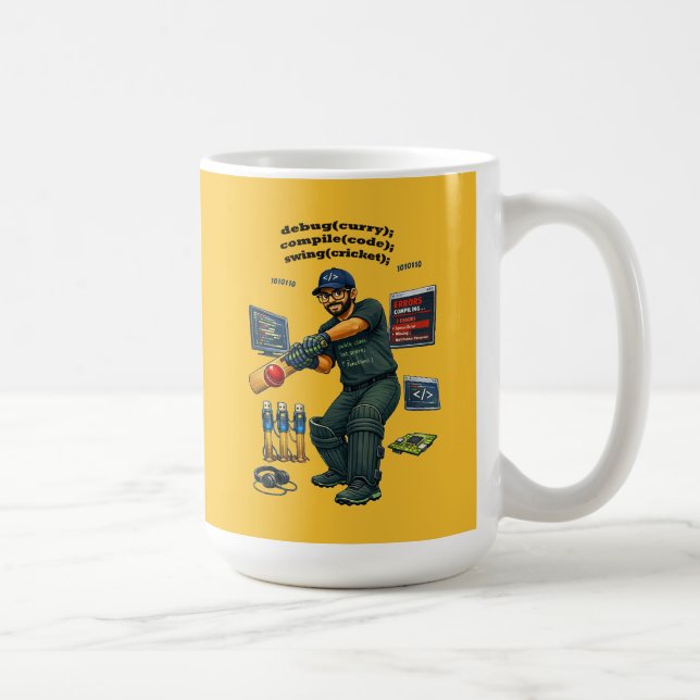 Caneca De Café Indian Software Engineer Coder Playing Cricket URM (Direita)