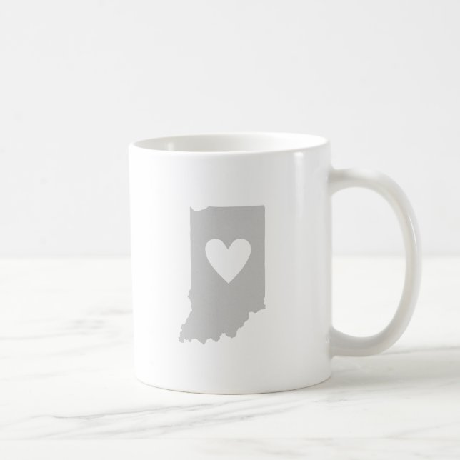 Caneca De Café Indiana Shaped Cinza Heart Indianan Love Hoosier (Direita)