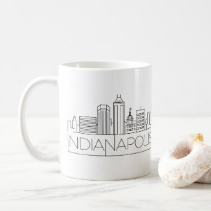 Caneca De Café Indianapolis (Indiana)  Linha Skyline Estilizada d