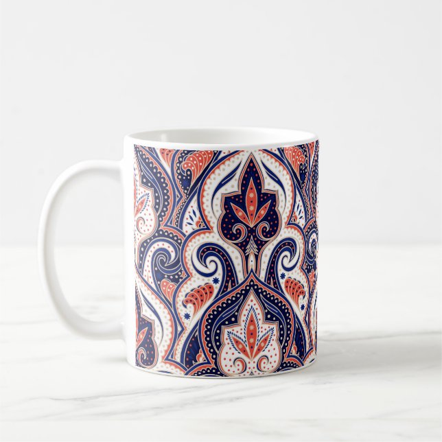 Caneca De Café Indiano Paisley: Medalhão Floral Sem Selo. (Esquerda)