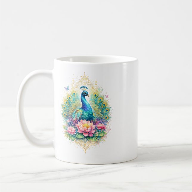 Caneca De Café Indischer Frühling - Pfau mit Lotus (Esquerda)