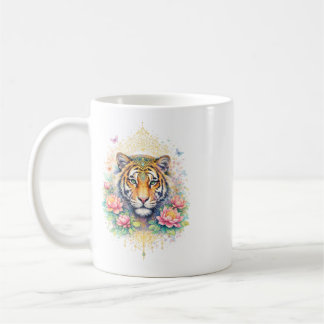 Caneca De Café Indischer Frühling - Tiger mit Blumen