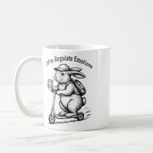 Caneca De Café Indo Regular Emocões Coelho Divertido Patinete Coe