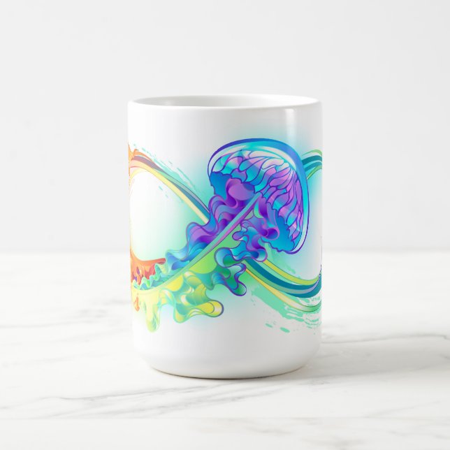 Caneca De Café Infinidade com água-vivas do Arco-Íris (Centro)