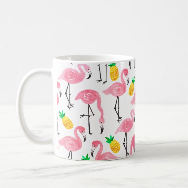 Caneca De Café Inflamingo, amarelo-abacaxi, rosa-d-água  (Esquerda)
