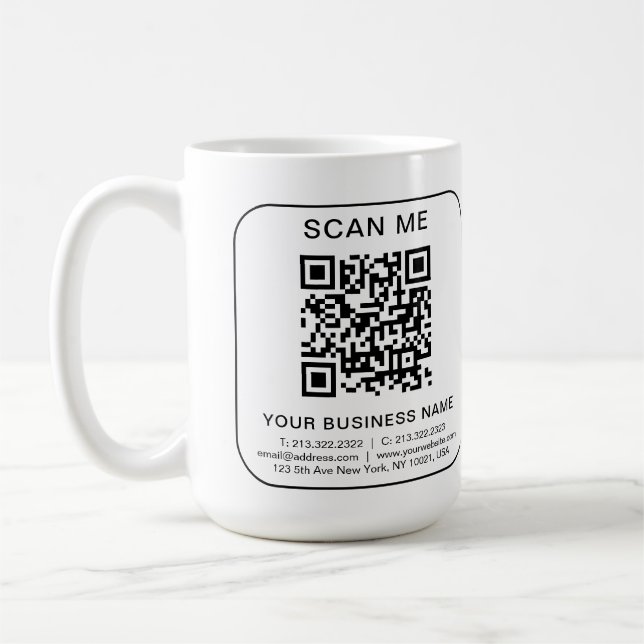 Caneca De Café Informações de Código QR de Empresa Personalizada  (Esquerda)