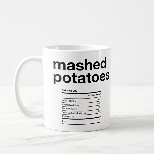 Caneca De Café Informações Nutricionais sobre Batatas Lavadas (Esquerda)