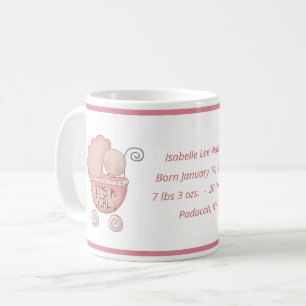 Caneca De Café Informações sobre o Nascimento de Nova Menina Bebê