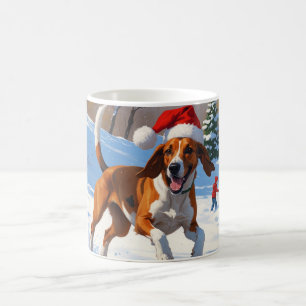 Caneca De Café Inglês Americano Foxhound Natal Festivo Neve