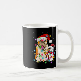 Caneca De Café Inglês Buldogue Cachorro Snowman Santa Hat Lights