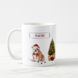 Caneca De Café Inglês Buldogue Engraçado Cachorro de Natal com Ár