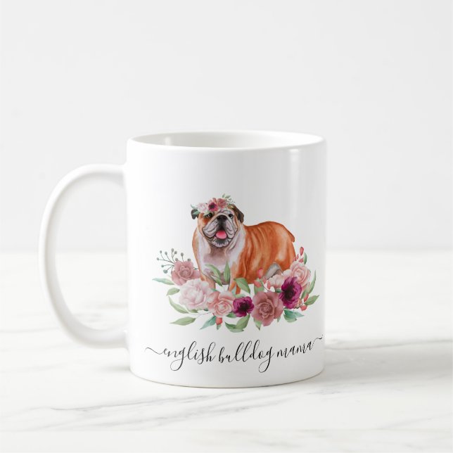 Caneca De Café Inglês Buldogue Mãe Floral Café Mug (Esquerda)
