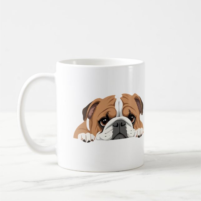 Caneca De Café Inglês Buldogue Peeking Bonito E Engraçado Animal (Esquerda)