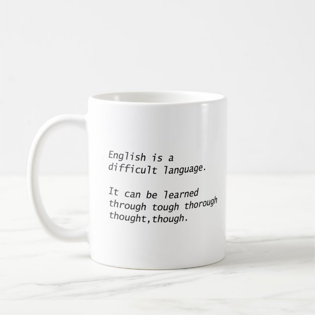 Caneca De Café Inglês É Uma Língua Difícil Gramática Divertida  (Esquerda)