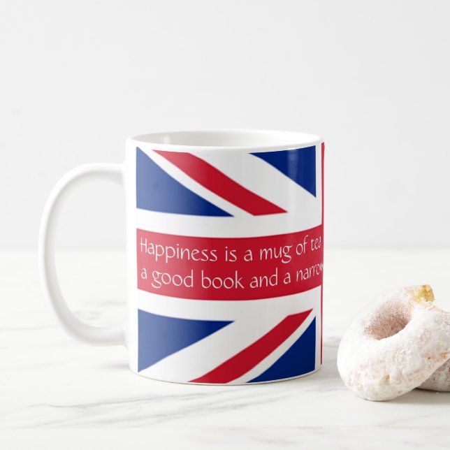 Caneca De Café Inglês Felicidade Inglesa Livro de Chá Narrowboat  (Com Donut)