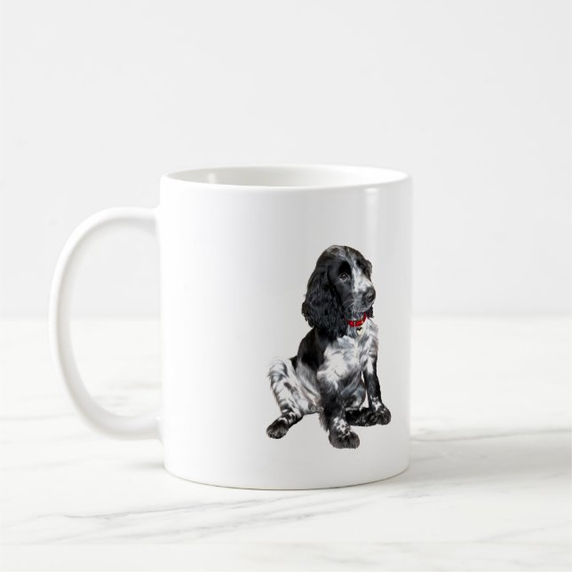 Caneca De Café Inglês Springer Spaniel Puppy - preto e branco (Esquerda)
