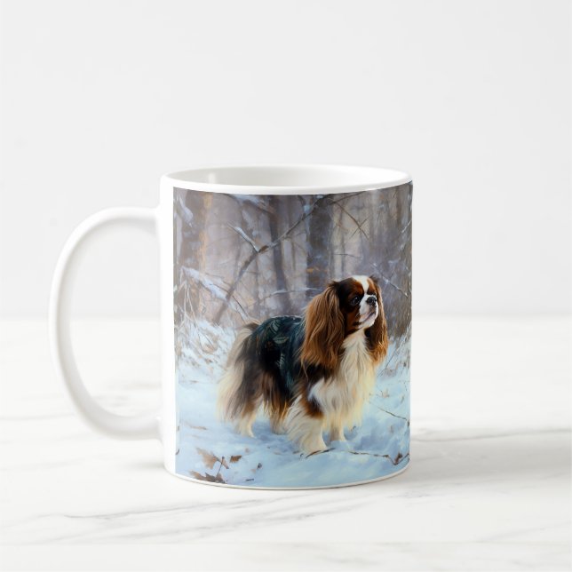 Caneca De Café Inglês Toy Spaniel Deixe-o nevar Natal (Esquerda)