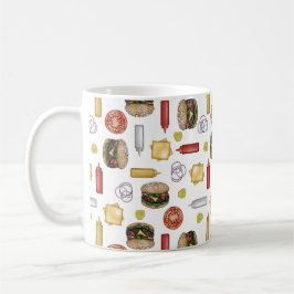 Caneca De Café Ingredientes De Cheeseburger - Mug De Café Branco