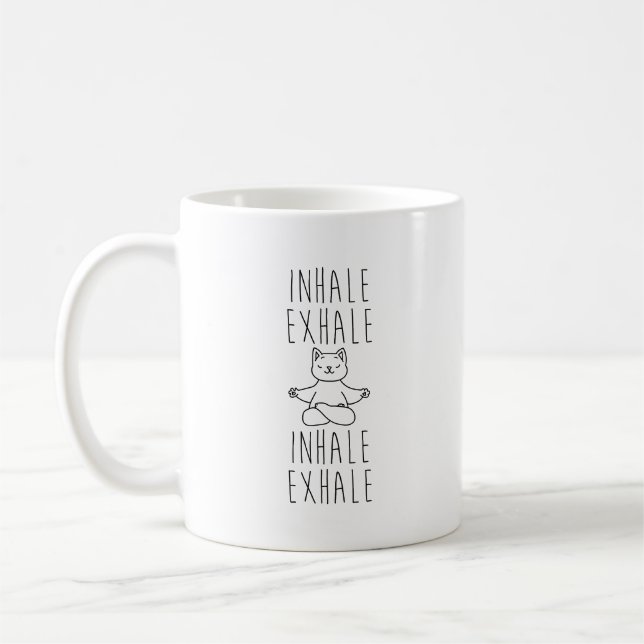 Caneca De Café inhale Exhale yoga cat (Esquerda)