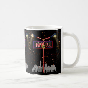 Caneca De Café Inicia o Ano Novo: Um Jovens e Vibrante