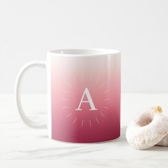 Caneca De Café Iniciais de Gradação Rosa Mug (Com Donut)