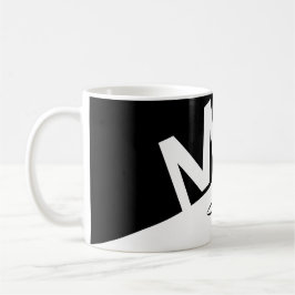 Caneca De Café iniciais elegantes do Monograma em preto e branco