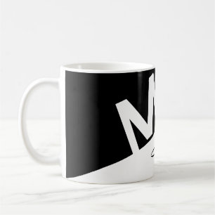 Caneca De Café iniciais elegantes do Monograma em preto e branco