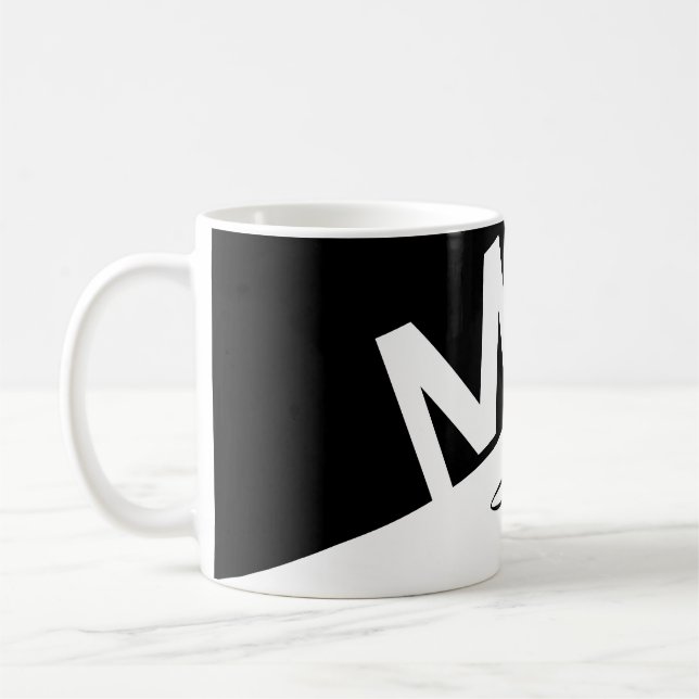 Caneca De Café iniciais elegantes do Monograma em preto e branco (Esquerda)