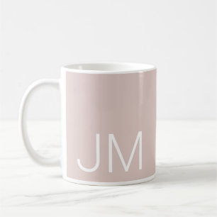 Caneca De Café Iniciais Maiúsculas Monogramadas Rosa Pálido