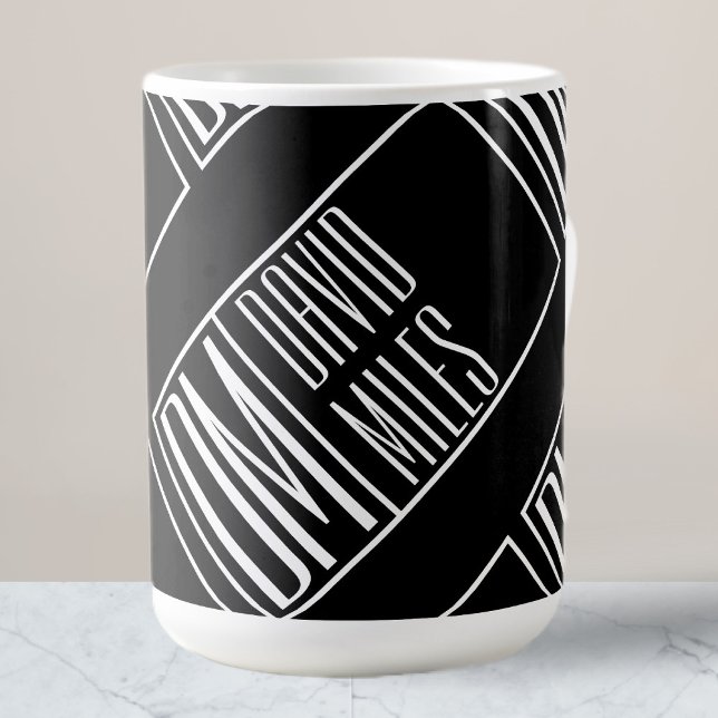 Caneca De Café Iniciais Modernos com Padrão Monograma de Nome (Criador carregado)