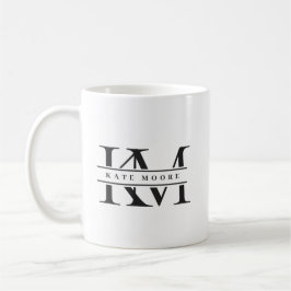 Caneca De Café Iniciais Monograma Modernas Preto Branco Profissio